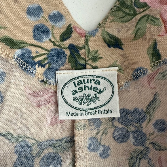 Laura Ashley VTG Cotton Wool Blend Cottage Floral Pinafore Overall Long Dress M - Picture 5 of 9